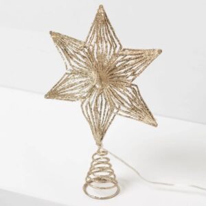 Glitter Star LED Tree Topper Champagne